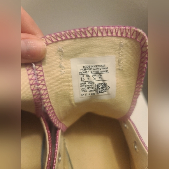 Converse All Star Kids Pink Glittery Sneakers - Picture 8 of 9